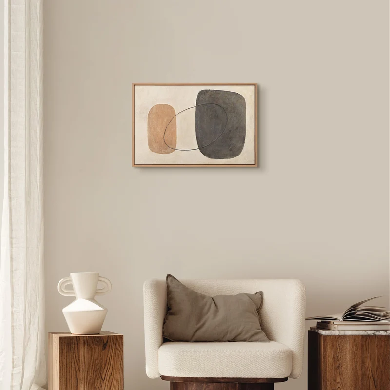 Handgemaltes minimalistisches Gemälde „Ausgewogenheit der Kontraste" – 60x40 cm mit Rahmen