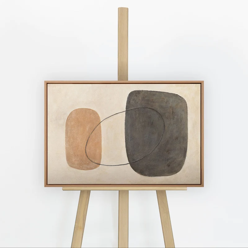 Handgemaltes minimalistisches Gemälde „Ausgewogenheit der Kontraste" – 60x40 cm mit Rahmen