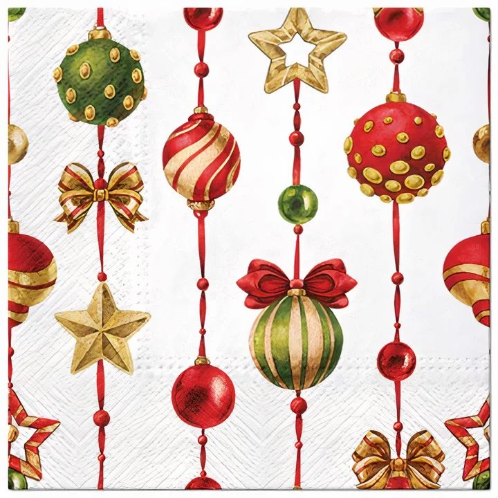 Decoupage Napkins, Christmas Ornaments with Decorative Motifs - 1 pc