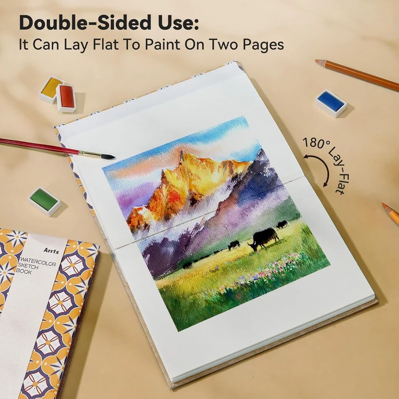 Arrtx Watercolor Sketchbook 8.27x5.98'' 100% Cotton Paper
