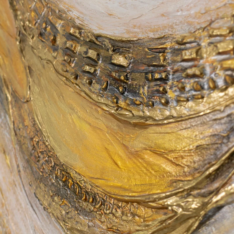 „Goldene Wellen" – Abstraktes Goldgemälde handgemalt mit Holzrahmen, 50x70 cm