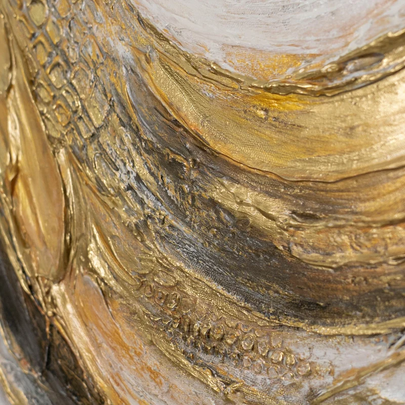 „Goldene Wellen" – Abstraktes Goldgemälde handgemalt mit Holzrahmen, 50x70 cm