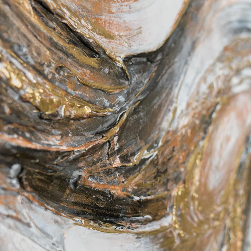 „Marmorfluss" – Abstraktes Marmorbild handgemalt mit Rahmen, 50x70 cm
