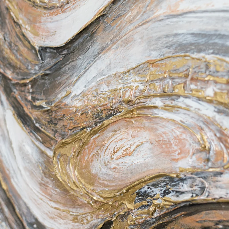 „Marmorfluss" – Abstraktes Marmorbild handgemalt mit Rahmen, 50x70 cm