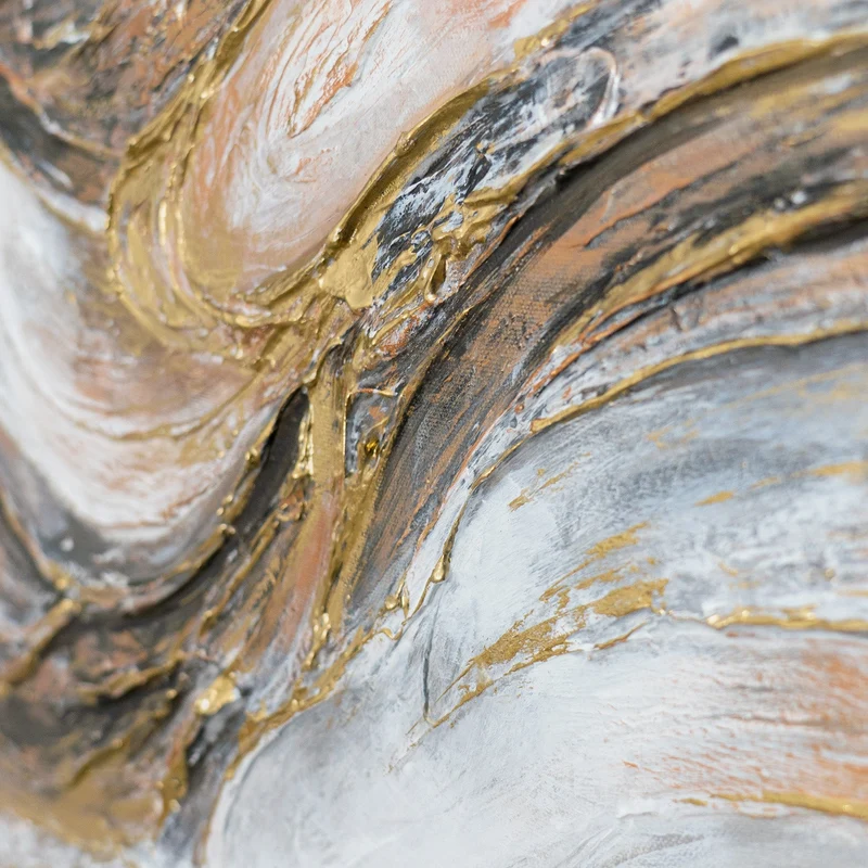 „Marmorfluss" – Abstraktes Marmorbild handgemalt mit Rahmen, 50x70 cm