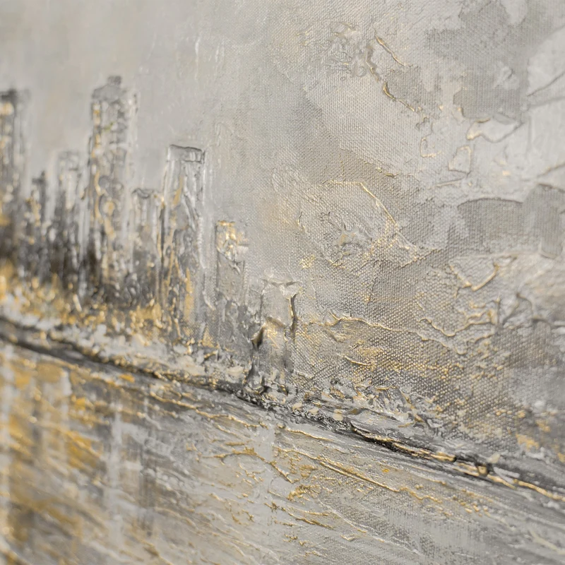 „Abendliche Küste" – Handgemaltes Skyline Gemälde mit Rahmen, 50x70 cm