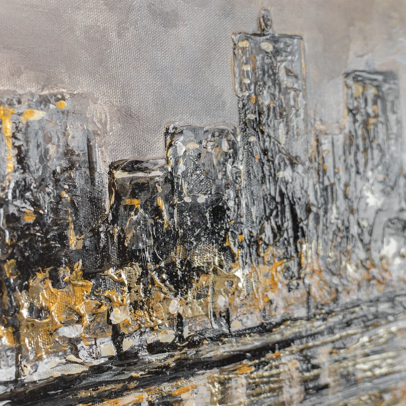 „Abendliche Küste" – Handgemaltes Skyline Gemälde mit Rahmen, 50x70 cm