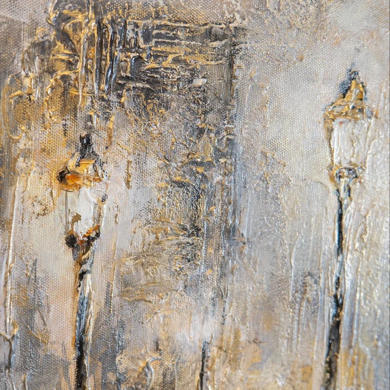 „Regenlaternen" – Atmosphärisches Nacht-Stadtbild handgemalt mit Rahmen, 50x70 cm