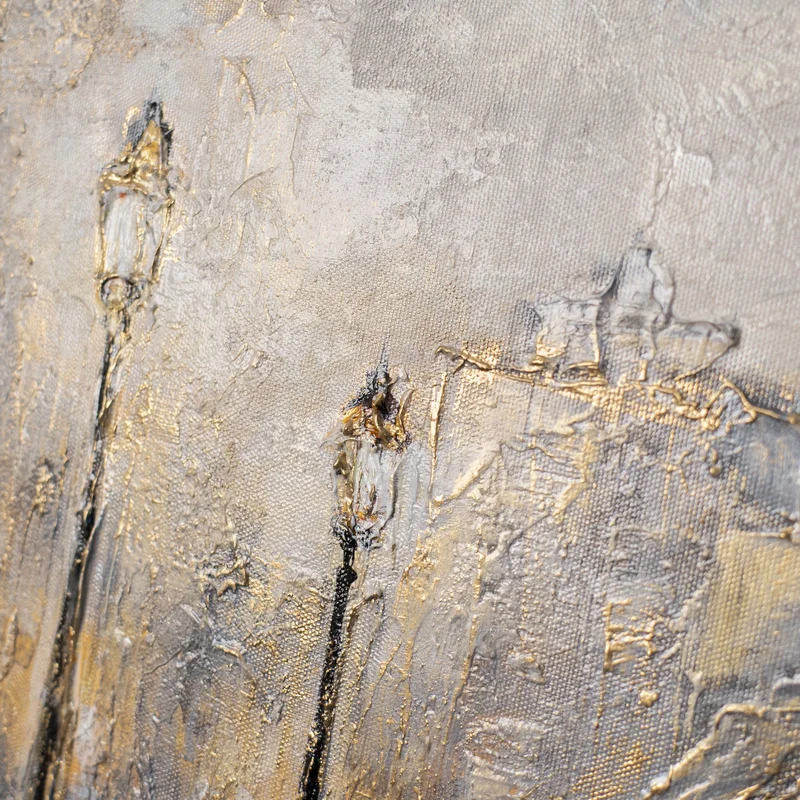„Regenlaternen" – Atmosphärisches Nacht-Stadtbild handgemalt mit Rahmen, 50x70 cm