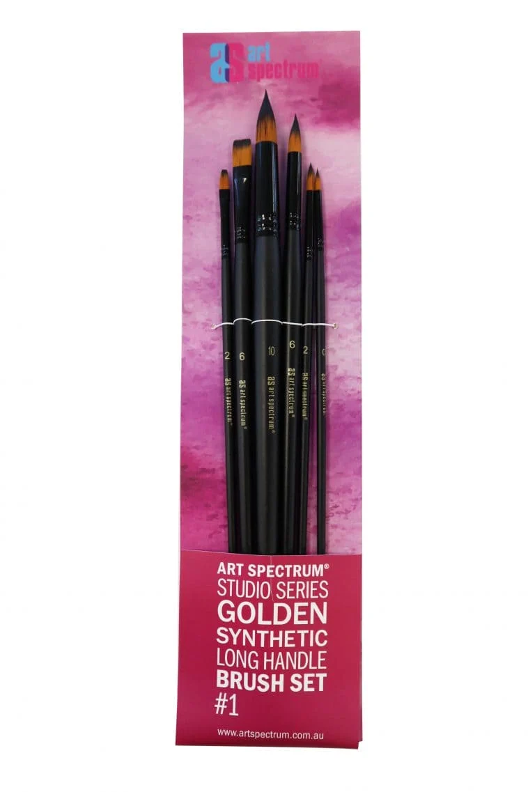 Studio Series Golden Synthetic Long Handle Brush Set