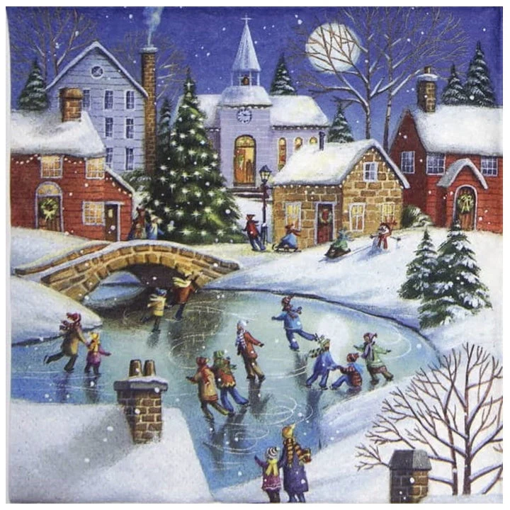 Decoupage Napkins Winterly Ice Skating - 1 pc
