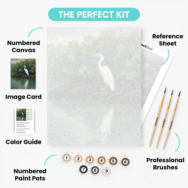 Heron Among Mangroves - Paint by Numbers Kit