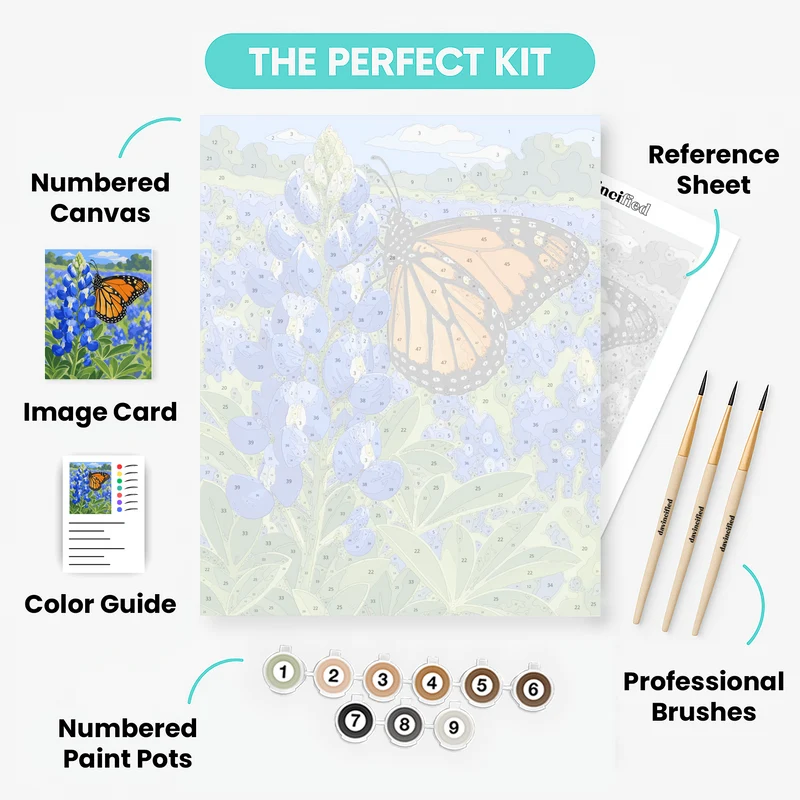 Monarch on Bluebonnet - Paint by Numbers Kit