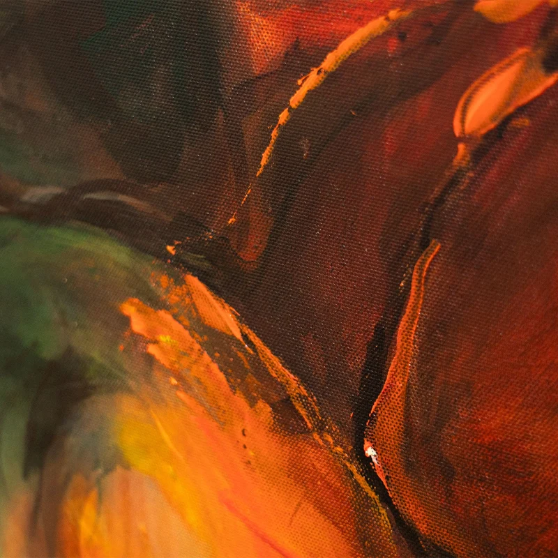 Handgemaltes abstraktes Herbstbild „Herbsttanz" – 60x40 cm mit Rahmen