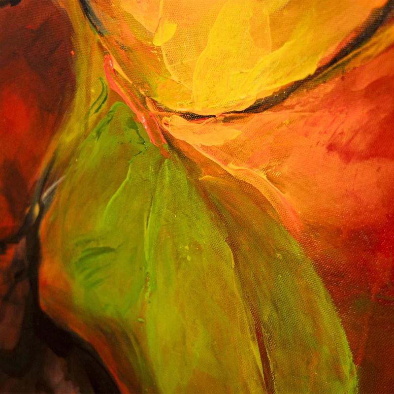 Handgemaltes abstraktes Herbstbild „Herbsttanz" – 60x40 cm mit Rahmen