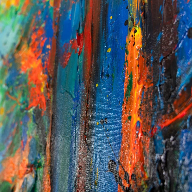 Handgemaltes expressives Herbstbild „Atem des Laubs" – 60x40 cm mit Rahmen