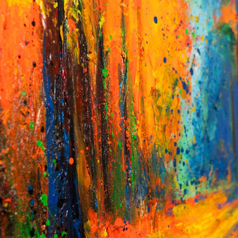 Handgemaltes expressives Herbstbild „Atem des Laubs" – 60x40 cm mit Rahmen