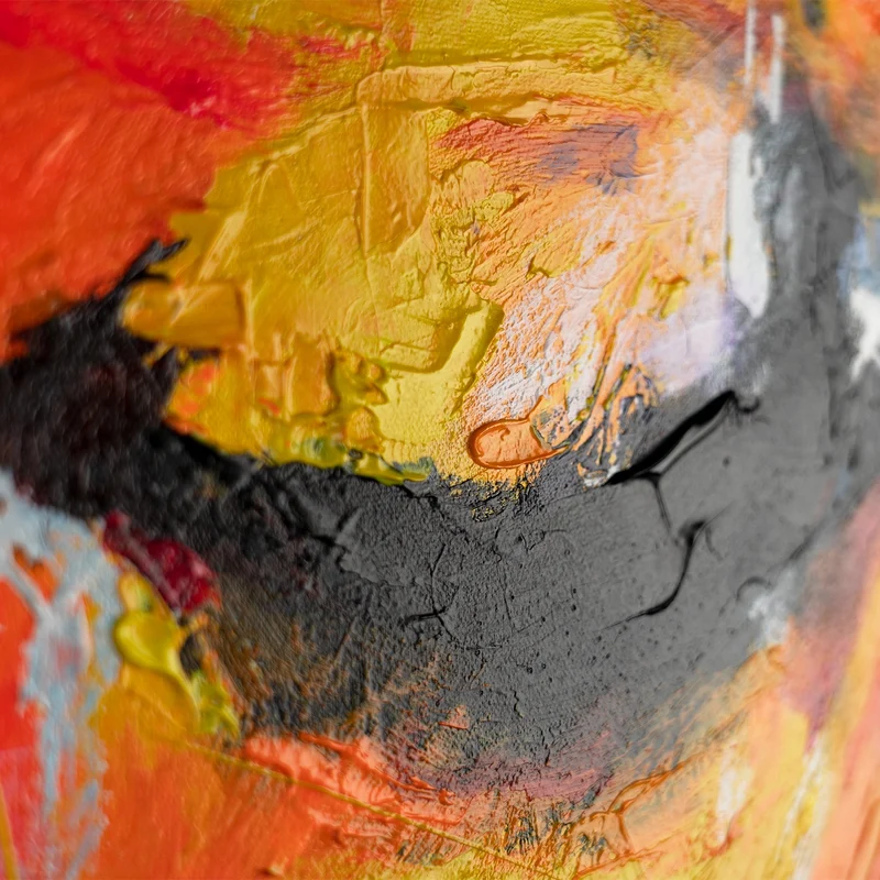 Handgemaltes expressives Portraitbild „Symphonie der Farben" – 60x40 cm mit Rahmen