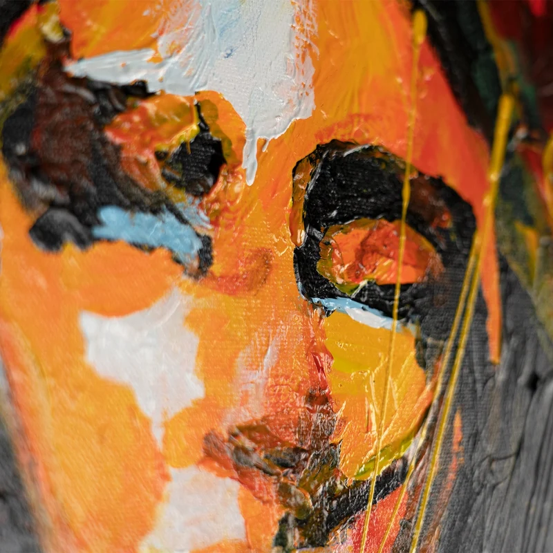 Handgemaltes expressives Portraitbild „Symphonie der Farben" – 60x40 cm mit Rahmen