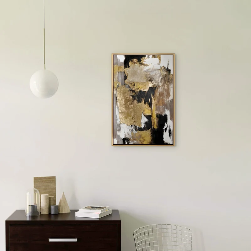 Handgemaltes Spachtelgemälde „Goldene Fragmente" – 60x40 cm mit Rahmen