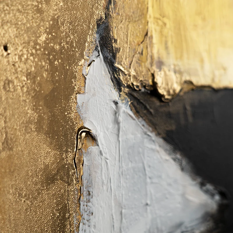 Handgemaltes Spachtelgemälde „Goldene Fragmente" – 60x40 cm mit Rahmen