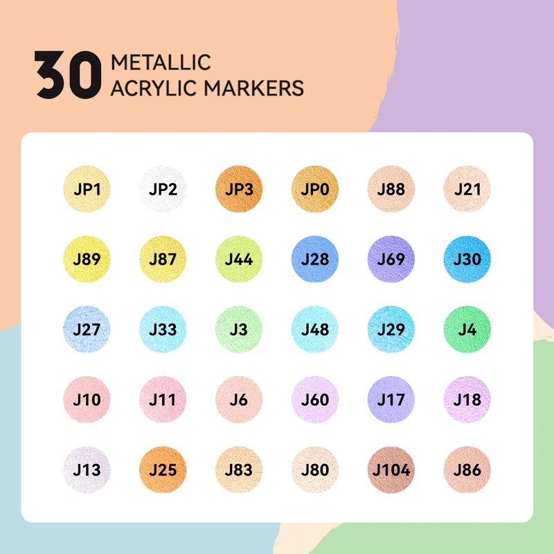 ARRTX Metallic Acrylic Markers 30 Colors