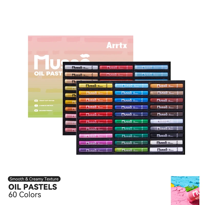 Arrtx 60 Colors Musso Oil Pastels Smooth Drawing Pastel Set