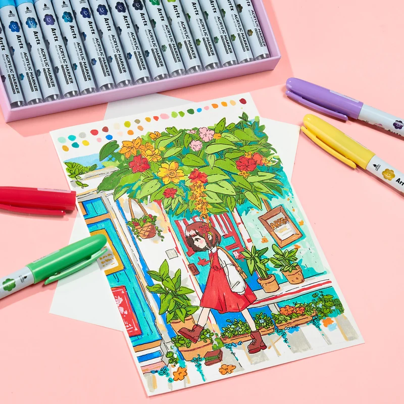 Arrtx 60 Colors Acrylic Markers Automatic Ink Control Direct Liquid Ink