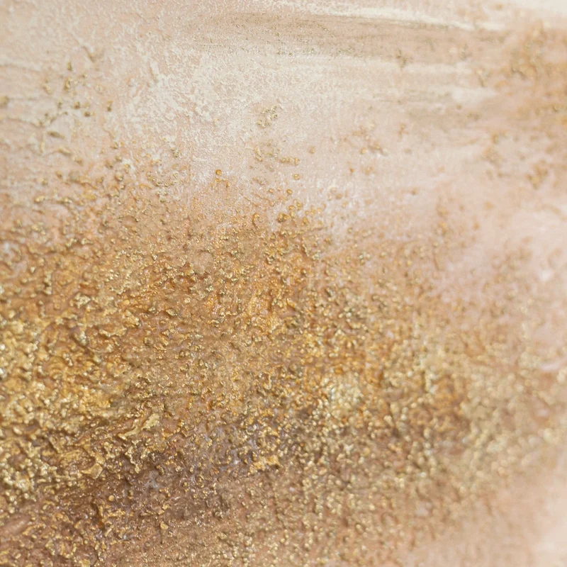 „Warmer Horizont" – Goldenes Seengemälde handgemalt mit Rahmen, 50x70 cm