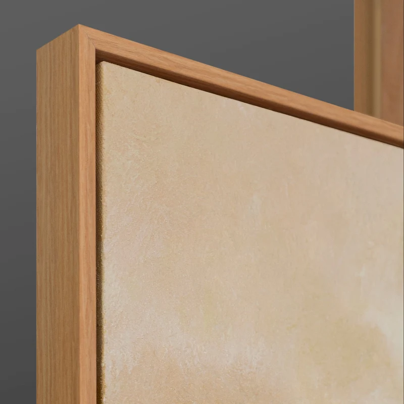 „Warmer Horizont" – Goldenes Seengemälde handgemalt mit Rahmen, 50x70 cm