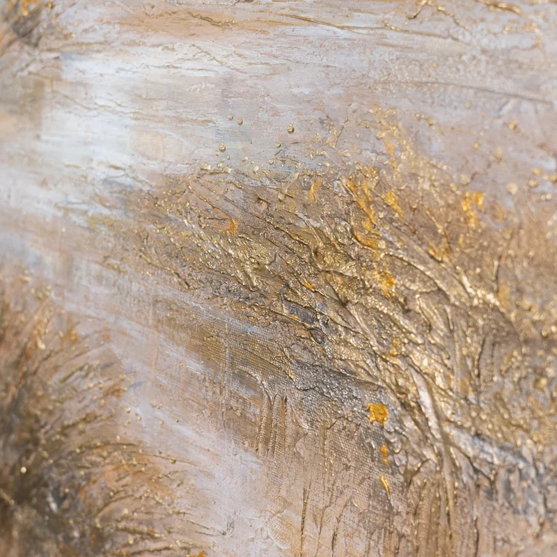 „Stille Ebene" – Handgemaltes Naturgemälde mit goldenen Akzenten, 50x70 cm mit Rahmen