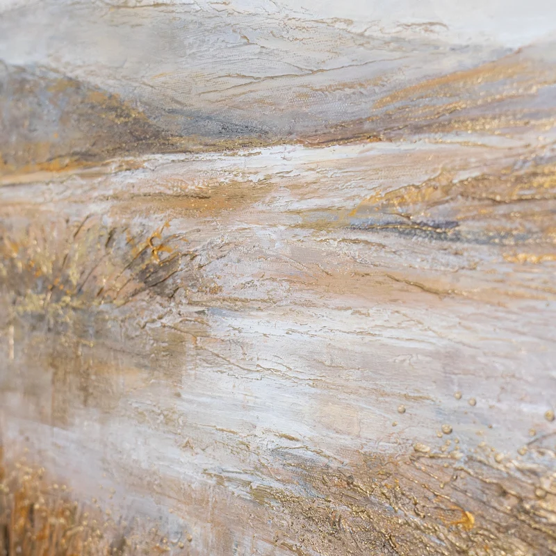„Stille Ebene" – Handgemaltes Naturgemälde mit goldenen Akzenten, 50x70 cm mit Rahmen