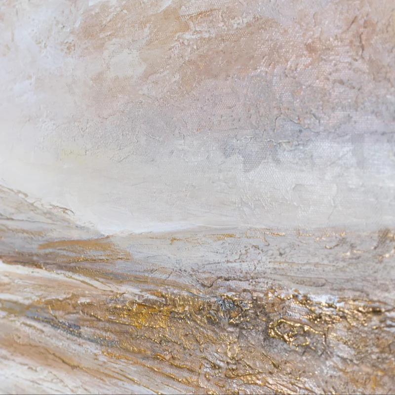 „Stille Ebene" – Handgemaltes Naturgemälde mit goldenen Akzenten, 50x70 cm mit Rahmen