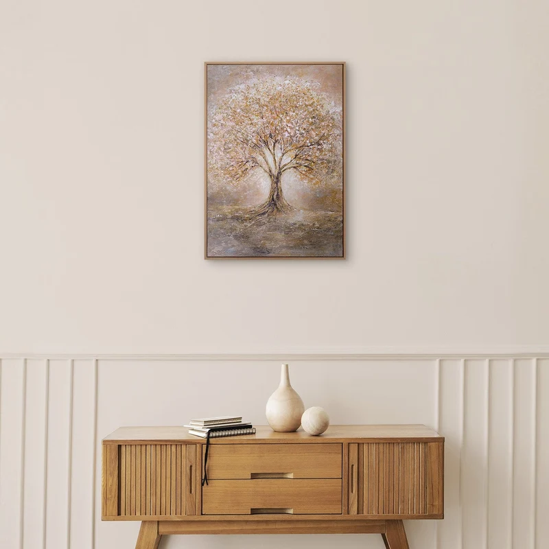 „Baum des Lichts" – Handgemaltes Lebensbaum Gemälde mit Rahmen, 50x70 cm