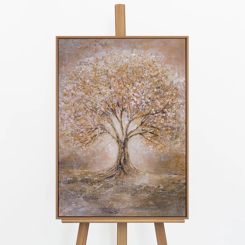 „Baum des Lichts" – Handgemaltes Lebensbaum Gemälde mit Rahmen, 50x70 cm