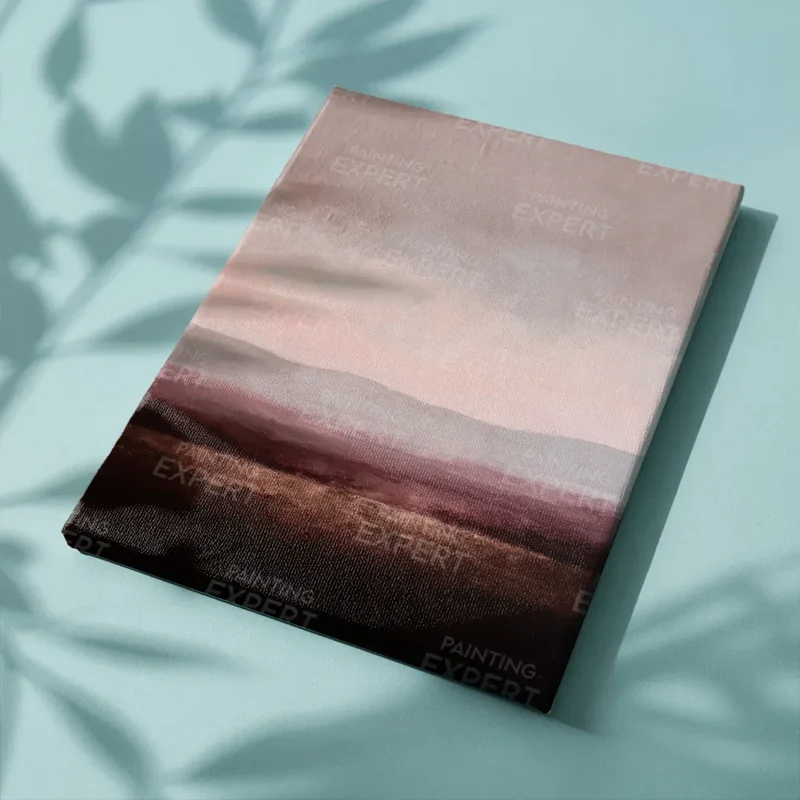 Malen nach Zahlen Abstrakte minimalistische Landschaft in Lila, Taupe und Bordeauxrot