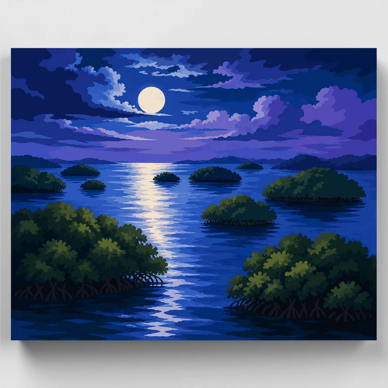 Moonrise Over Mangroves - Paint by Numbers Kit