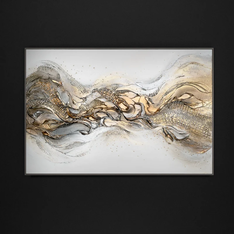 Wohnzimmer acrylbilder mit Rahmen, abstrakt modern "Anmut II"