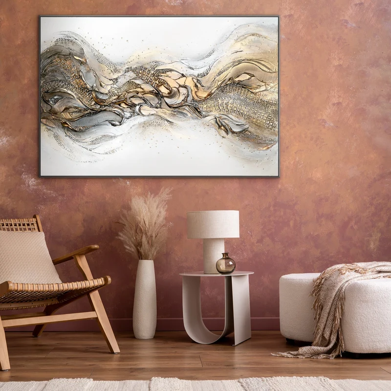Wohnzimmer acrylbilder mit Rahmen, abstrakt modern "Anmut II"