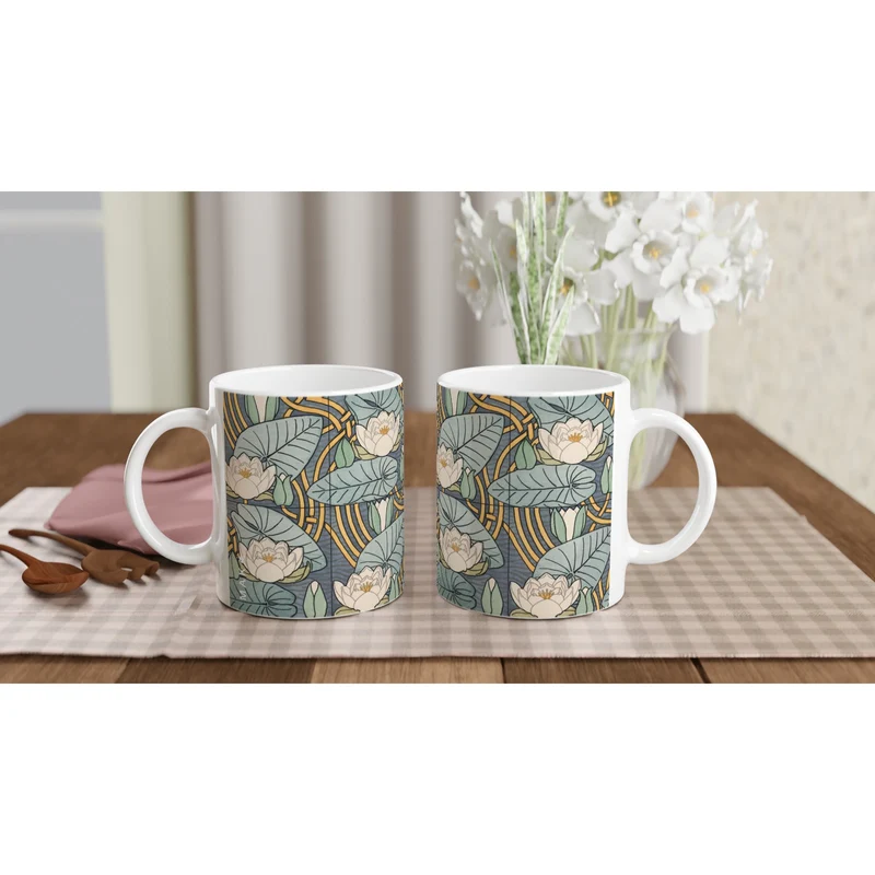 Keramiktasse Seerosen