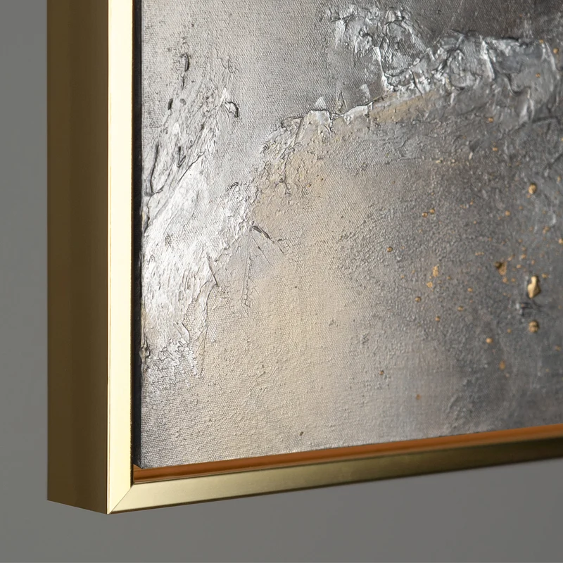 Handgemaltes Acrylbild „Harmonie von Gold und Silber" – 60x40 cm mit Rahmen