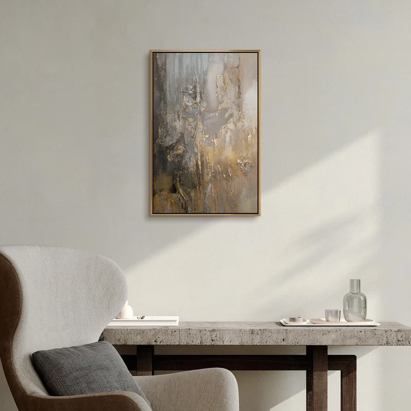 Handgemaltes Acrylgemälde „Goldene Horizonte" – 60x40 cm mit Rahmen