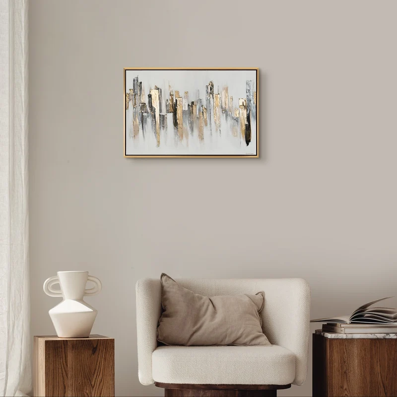 Handgemaltes abstraktes Stadtbild „Stadtrhythmen" – 60x40 cm mit Rahmen