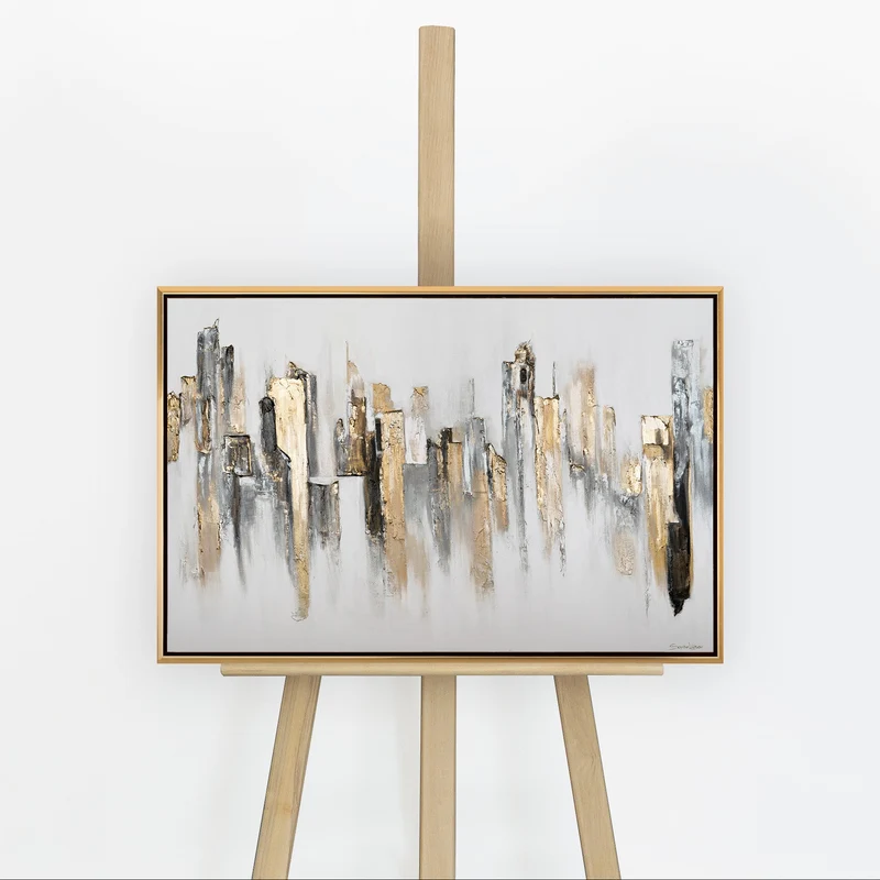 Handgemalte Abstrakte Kunst mit Goldakzenten "Stadtrhythmen"