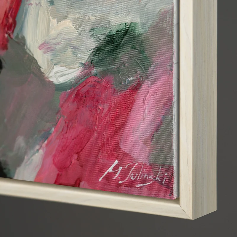 Handgemaltes figuratives Bild „Abstrakte Silhouette" – 60x40 cm mit Rahmen