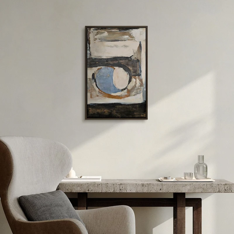 Handgemaltes geometrisches Wandbild „Geometrische Farben" – 60x40 cm mit Rahmen