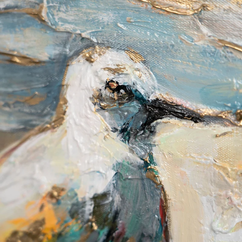 Handgemaltes Vogel- und Meeresgemälde „Harmonien der Küste" – 60x40 cm mit Rahmen