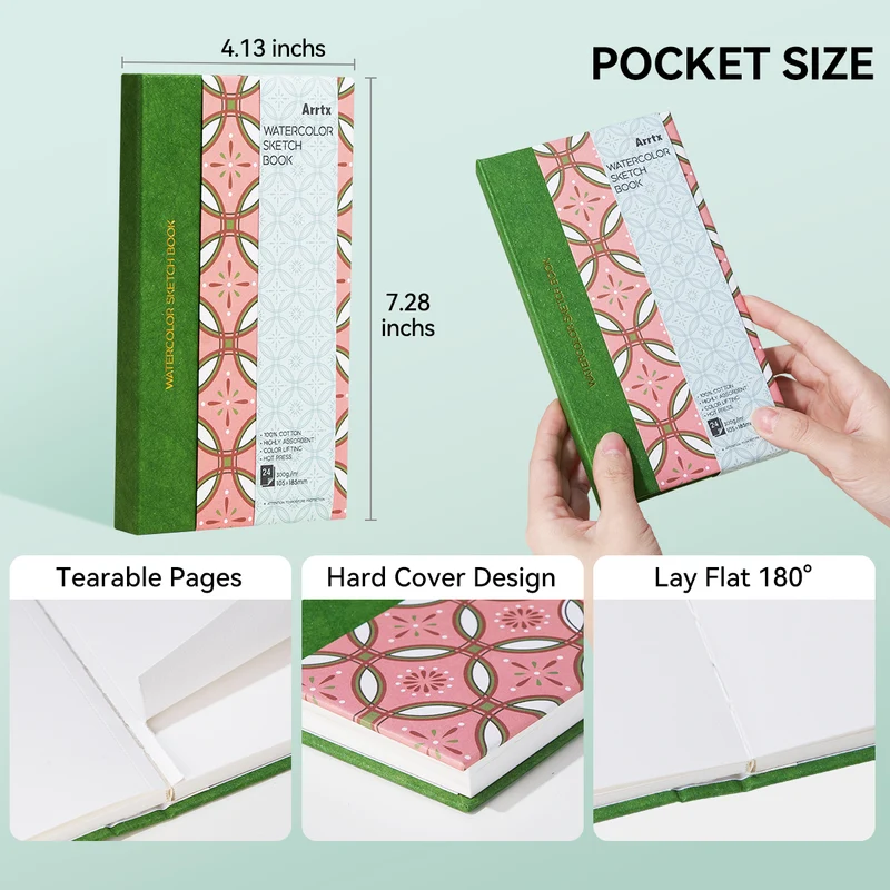 Arrtx Watercolor Sketchbook 4.13"x7.28" Artist Paper Journal