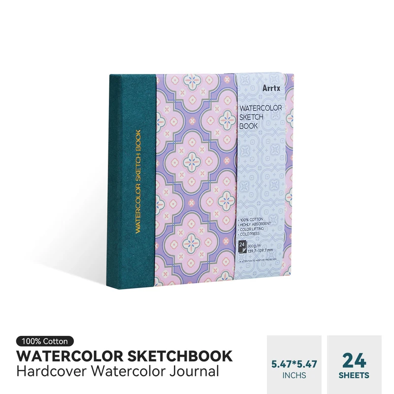 Arrtx Watercolor Paper Drawing Sketchbook Journal 5.47"x5.47"