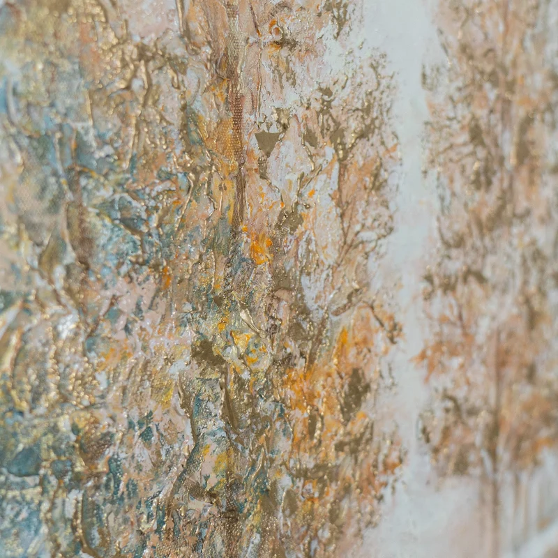 „Herbstlicher Hain" – Goldenes Waldgemälde handgemalt mit Rahmen, 50x70 cm